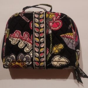 Vera Bradley Black and Pink Floral Design Cosmetic Bag Size 8x6x1.5